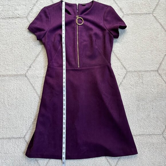 Calvin Klein Plum Purple Faux Suede Fit and Flare Dress Zipper Accent sz 6 - Picture 6 of 6